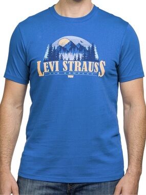 Levi Strauss & Co Graphic Tee Size Large Blue Mountain Logo T-Shirt